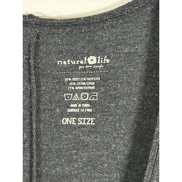 Natural Life Charcoal Gray Knit V-Neck Jumpsuit One Size Boho Loungewear Relaxed - Picture 4 of 6